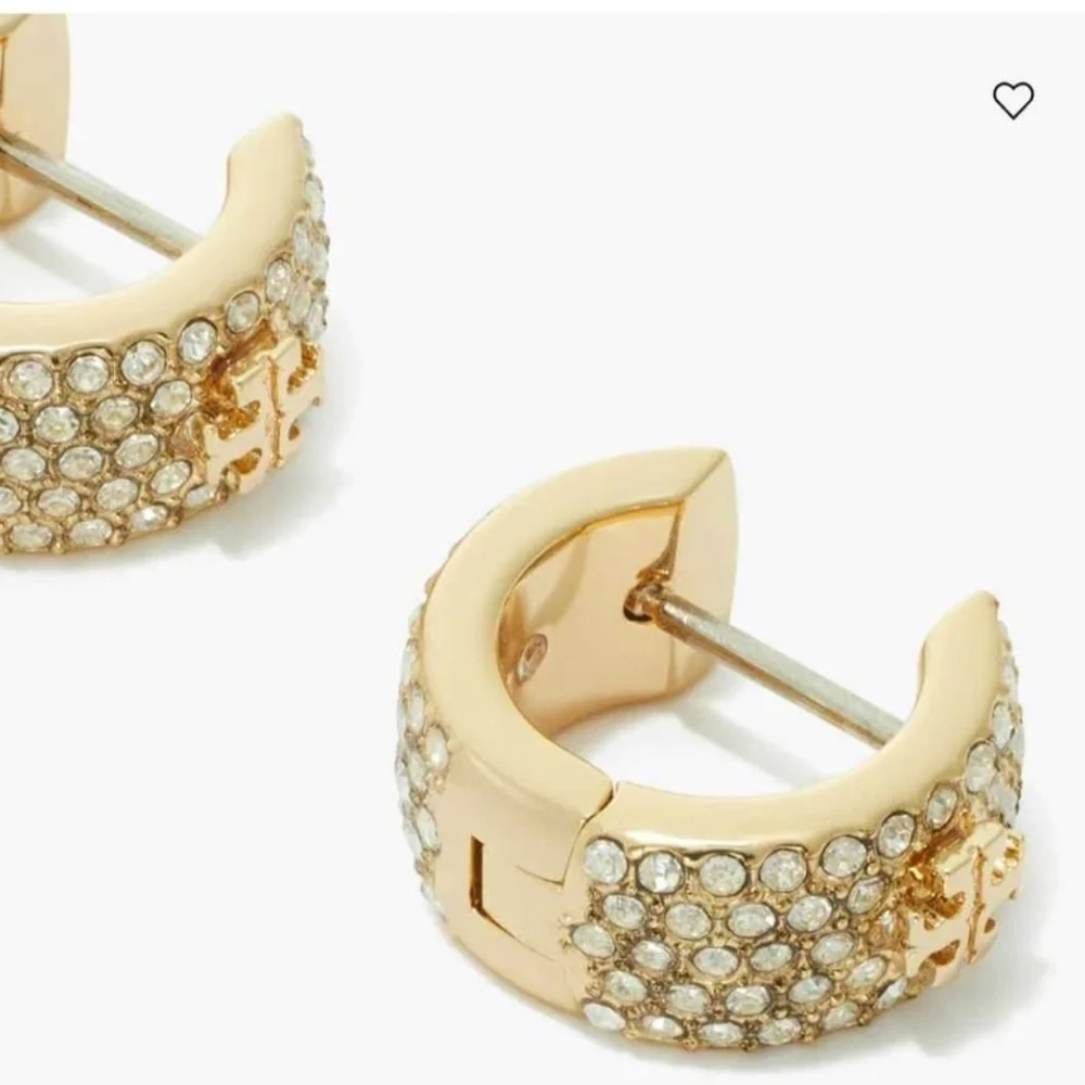 Tory Burch Gold Crystal-Studded Hoops